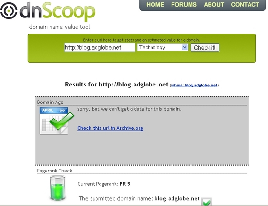 dnScoop - check domain name worth