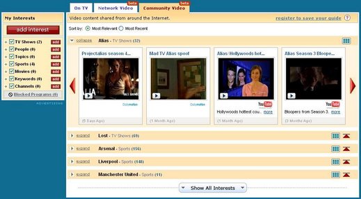 Meevee TV schedule listing services