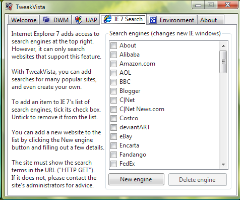 Vista Tweak Internet explorer 7 setup