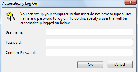 auto login on to windows vista
