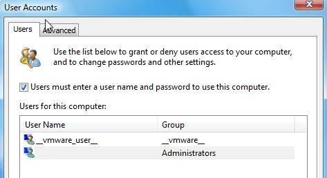 change windows vista auto login