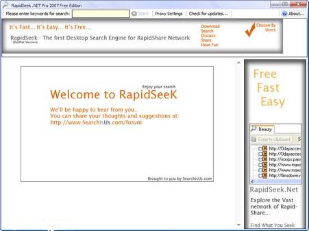 RapidSeek Search Engine application