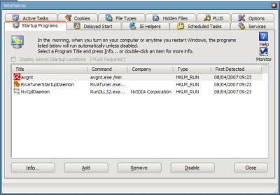 WinPatrol - Monitor and protect your vista away from spyware, malware and antivirus