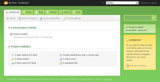 goplan - web based project management interface