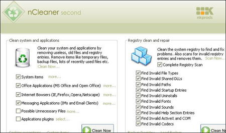 nCleaner - Enhanced Clean up and Tidy Up do sistema Windows