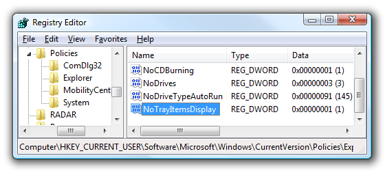 Disable System Tray Icons on Windows XP / Vista