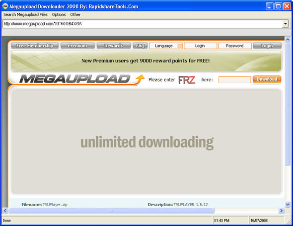 ByPass MEGAUPLOAD Country Slot Limit with MEGAUPLOAD Downloader