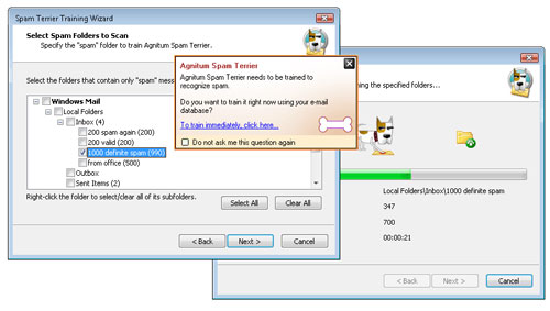 Spam terrier self learning anti spam feature