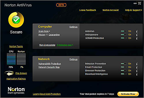 Norton AntiVirus 2010 screenshot
