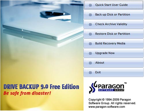 paragon drive backup free edition