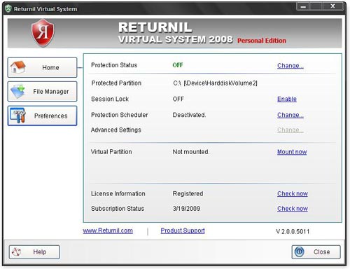 returnil virtual system personal download