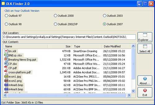olk finder - free email attachment recovery tool