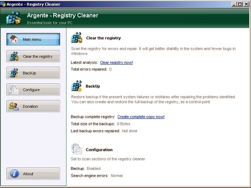 Argente Registry Cleaner 2.0.0.5 Portable