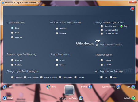 Windows 7 Logon Screen Tweaker Tools