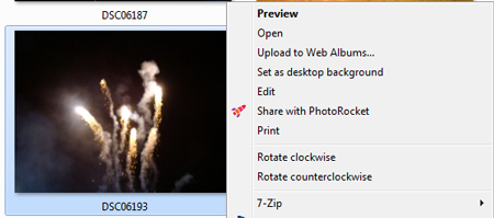 context menu photo share