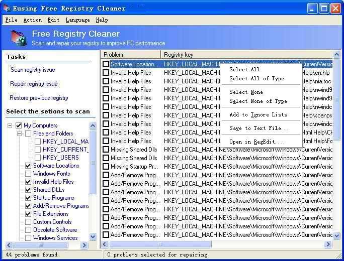 Registry Cleaner Eusing Registry Cleaner
