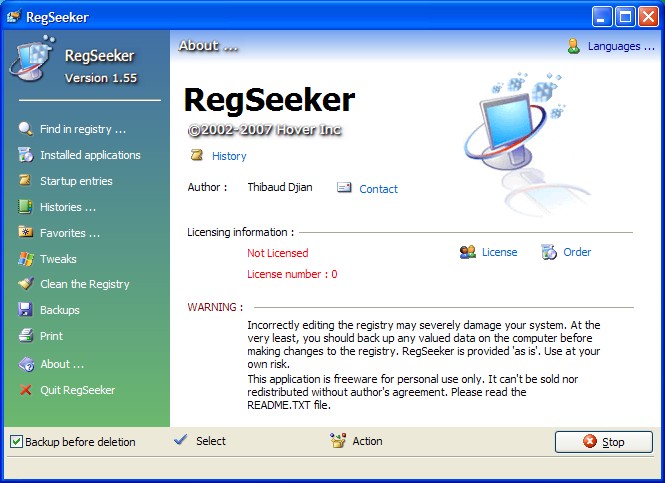 Registry Cleaner RegSeeker