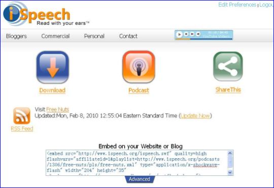 iSpeech - Free utility to converrt text to speech