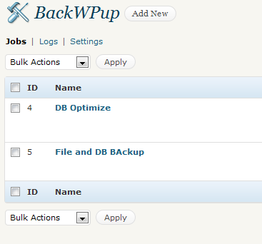 backWPup - backup WP Database plugin