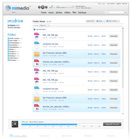 MiMedia Web Interface