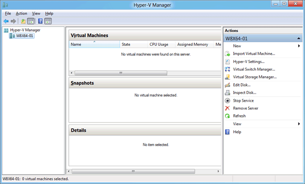 Windows 8 Hyper V Manager