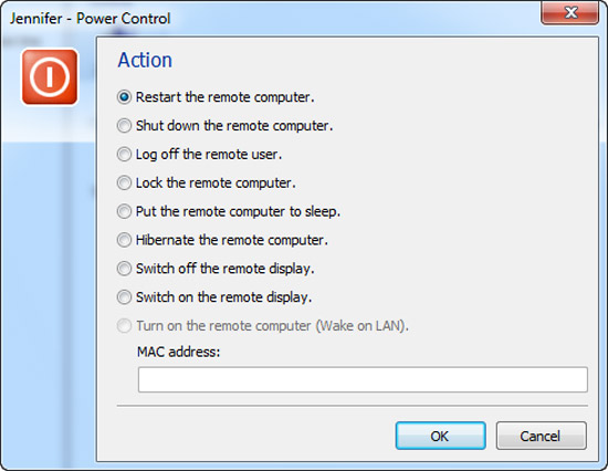 Remote desktop software power control Remote desktop software power control