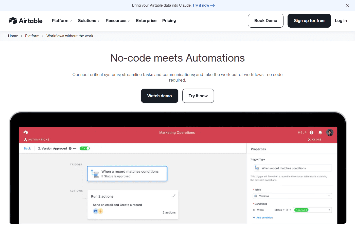 Airtable automations screenshot for no-code AI workflow automation tools