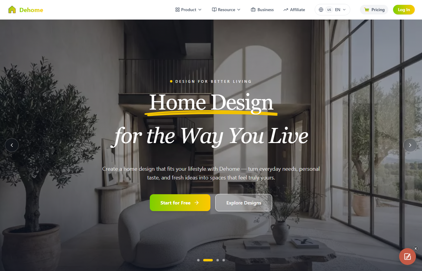 Dehome AI interior design screenshot for free AI home design software