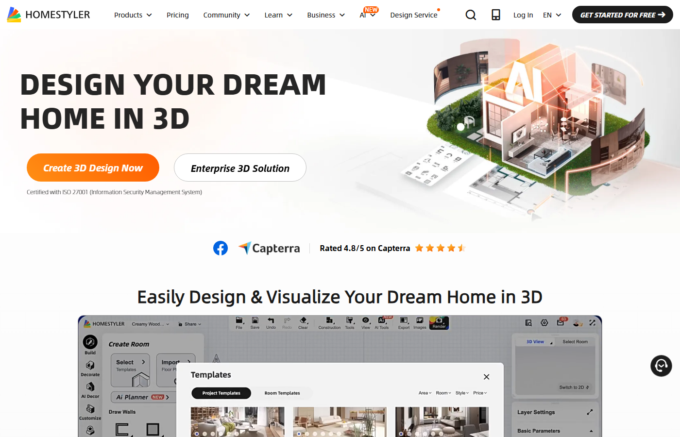 Homestyler screenshot for free AI home design software