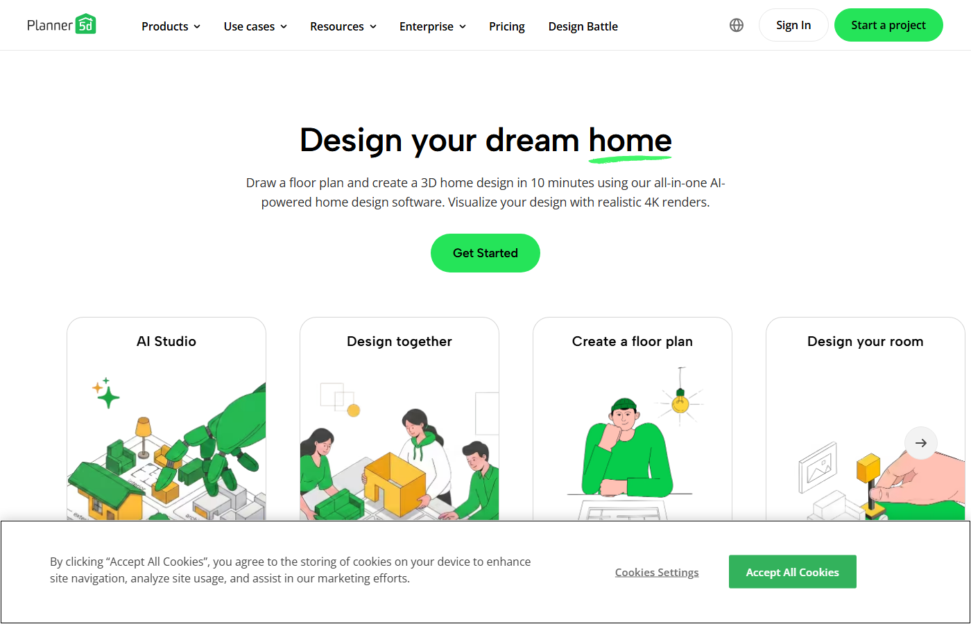 Planner 5D screenshot for free AI home design software