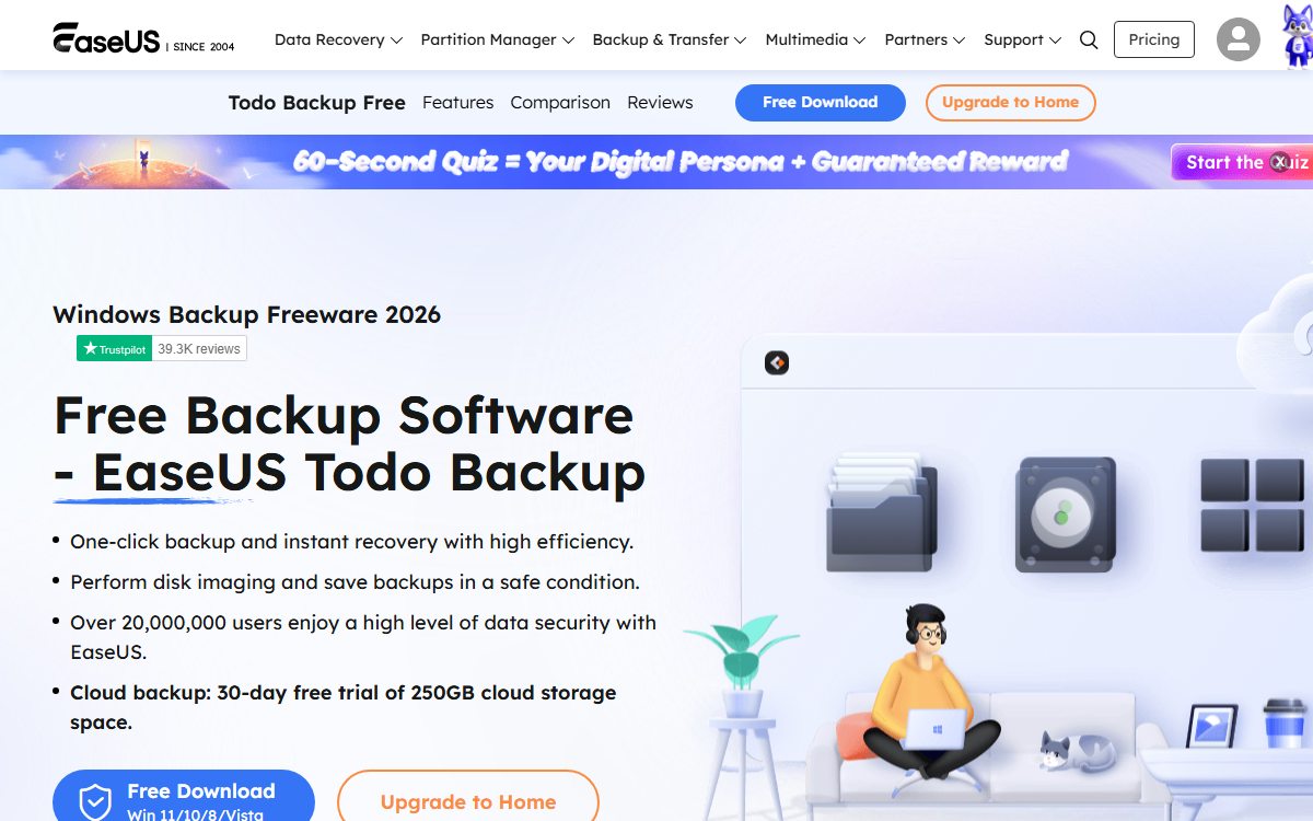 EaseUS Todo Backup Free official backup software page screenshot