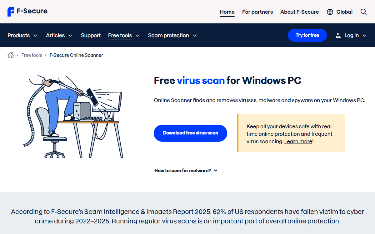 F-Secure Online Scanner official interface screenshot
