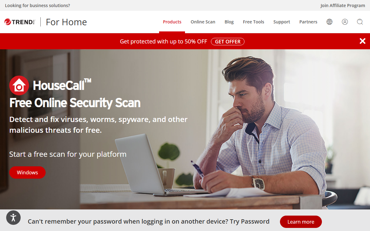Trend Micro HouseCall official online security scan page screenshot