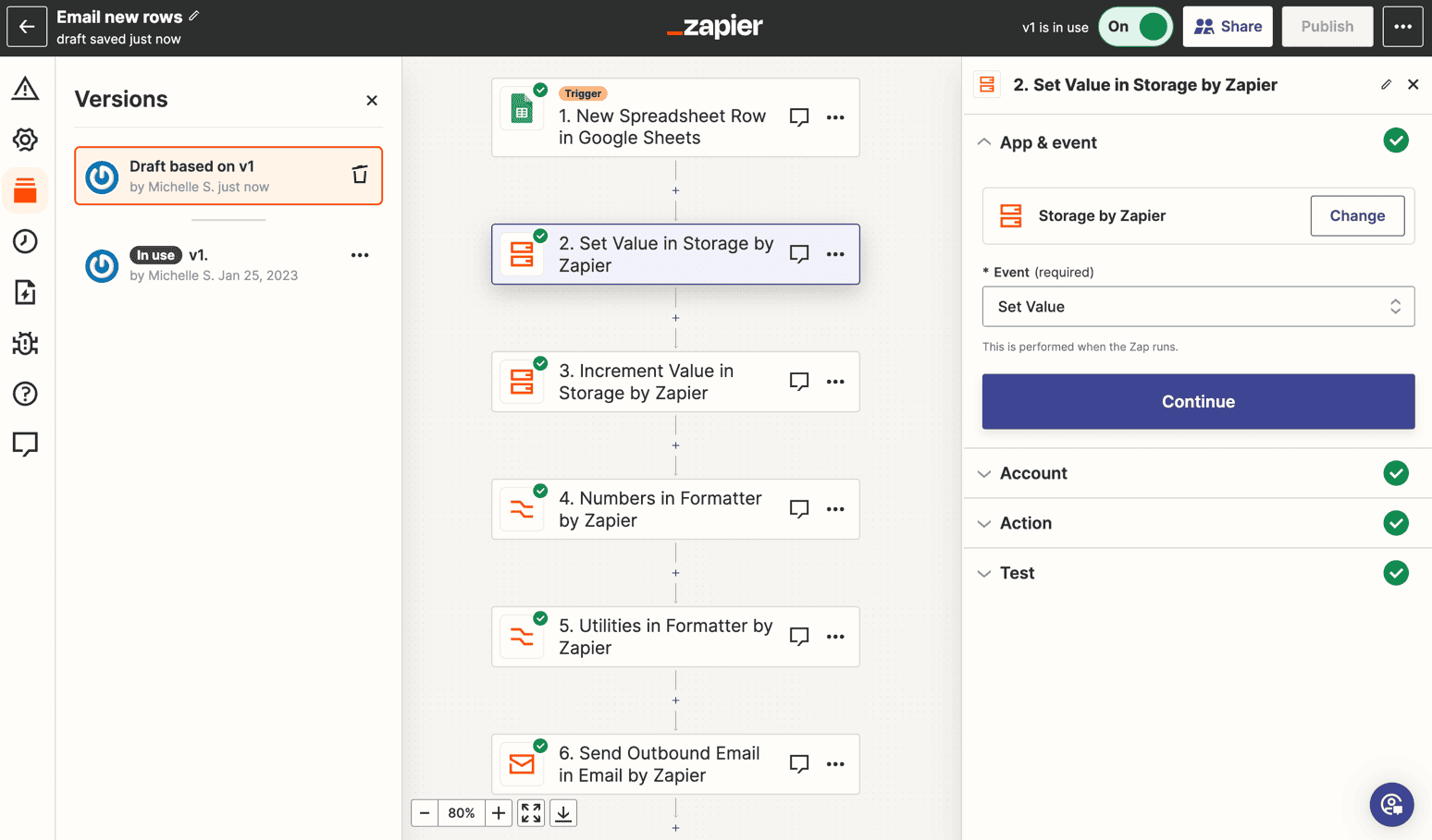 Zapier workflow editor screenshot for no-code AI workflow automation tools